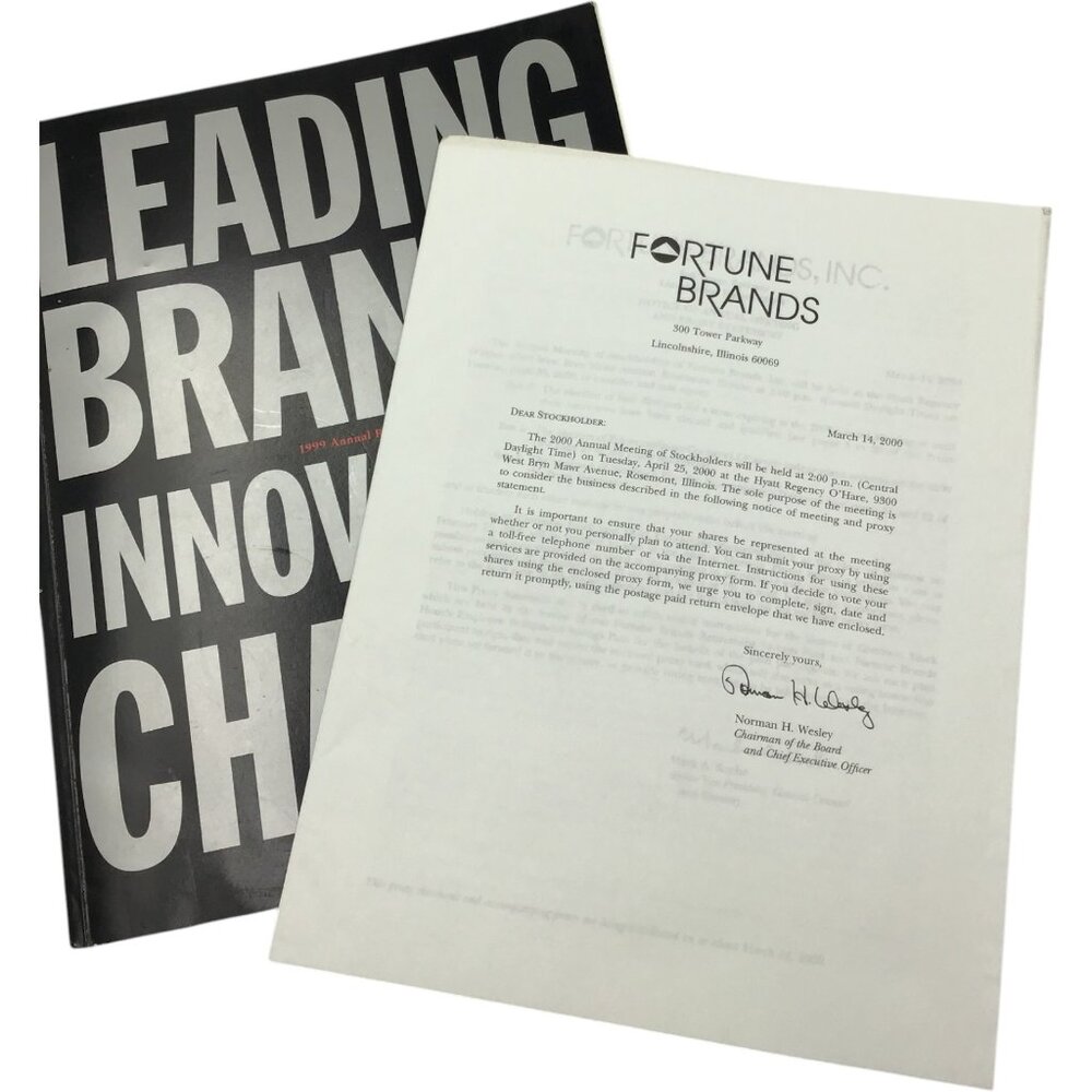 1999 Fortune Brands Annual Report & CEO Letter | Moen Titleist Jim Beam